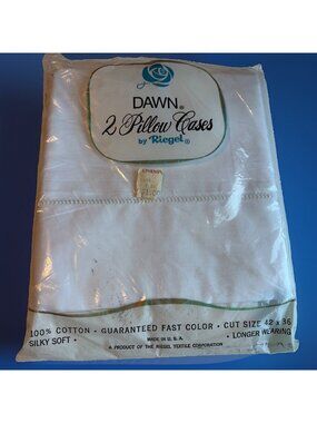 Vintage Dawn by Riegel White 100% Cotton Pillowcases Standard Cutwork NEW